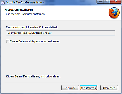 Deinstallationsfenster