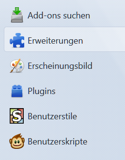 Addons-Menü
